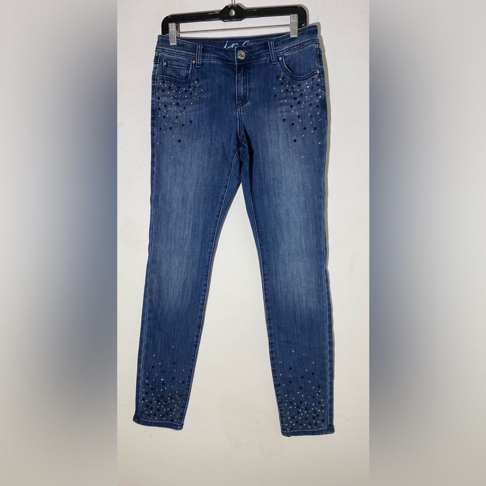 Women’s INC Denim Embellished Skinny Leg Regular Fit Jeans Size: 4